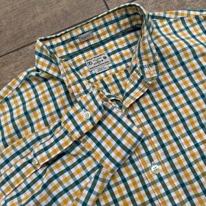 J. Crew Slim Yellow/Green Gingham Check Button-up (M)